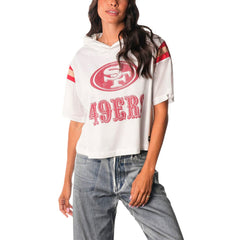 The Wild Collective Women's Mesh Short Sleeve Hoodie T-Shirt - San Francisco 49ers Hoodies