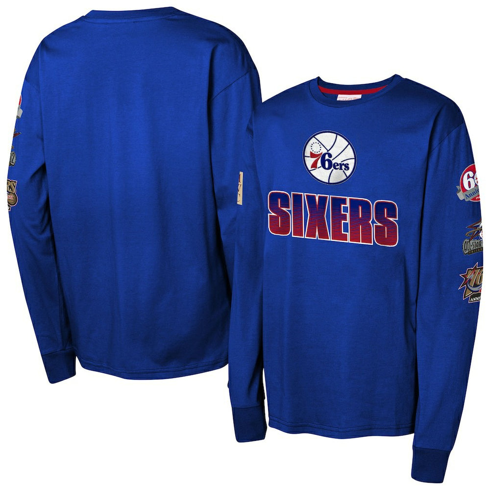 Mitchell & Ness Philadelphia 76ers Youth Hardwood Classics All Over Long Sleeve T-Shirt