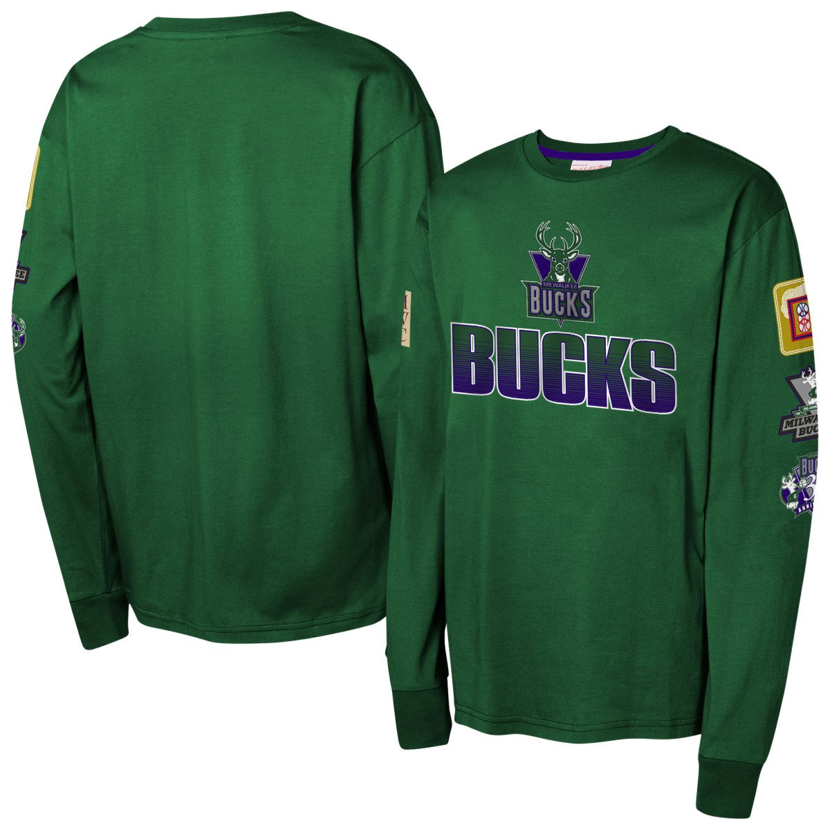 Mitchell & Ness Milwaukee Bucks Youth Hardwood Classics All Over Long Sleeve T-Shirt