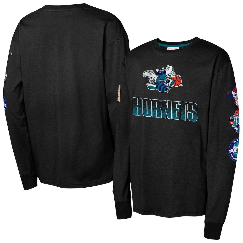 Mitchell & Ness Charlotte Hornets Youth Hardwood Classic All Over Long Sleeve T-Shirt