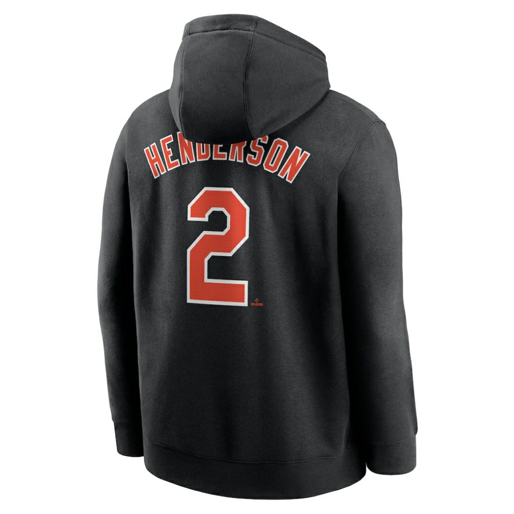 Black Gunnar Henderson Baltimore Orioles Nike Player Name & Number Club Fleece Pullover Hoodie