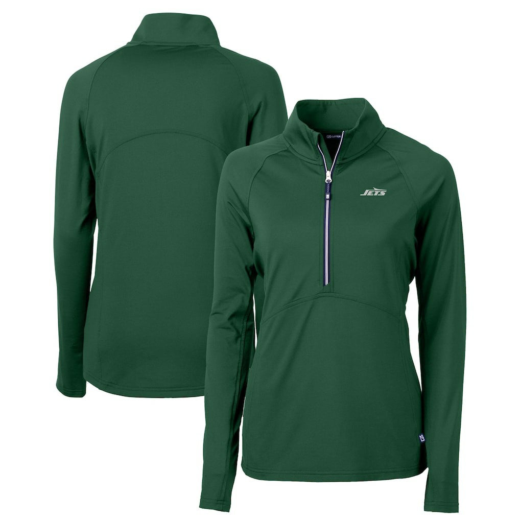 Cutter & Buck Women's Primary Logo DryTec Adapt Eco Knit Stretch Recycled Raglan Half-Zip Top - New York Jets Tops