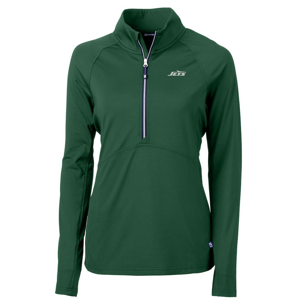 Cutter & Buck Women's Primary Logo DryTec Adapt Eco Knit Stretch Recycled Raglan Half-Zip Top - New York Jets Tops