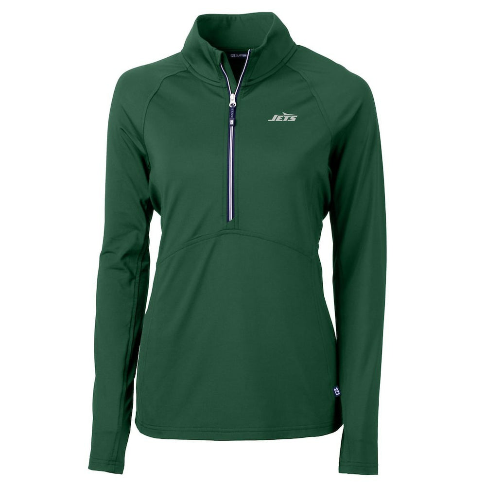 Cutter & Buck Women's Primary Logo DryTec Adapt Eco Knit Stretch Recycled Raglan Half-Zip Top - New York Jets Tops
