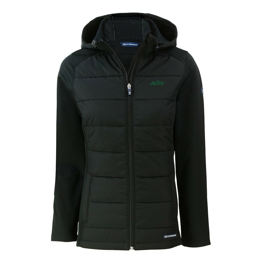 Cutter & Buck Women's Primary Logo Evoke Hybrid Eco Softshell Recycled Full-Zip Hoodie Jacket - New York Jets Hoodies