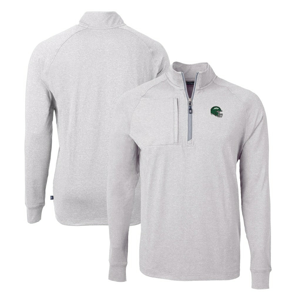 Cutter & Buck Helmet Adapt Eco Knit Quarter-Zip Top - New York Jets Tops