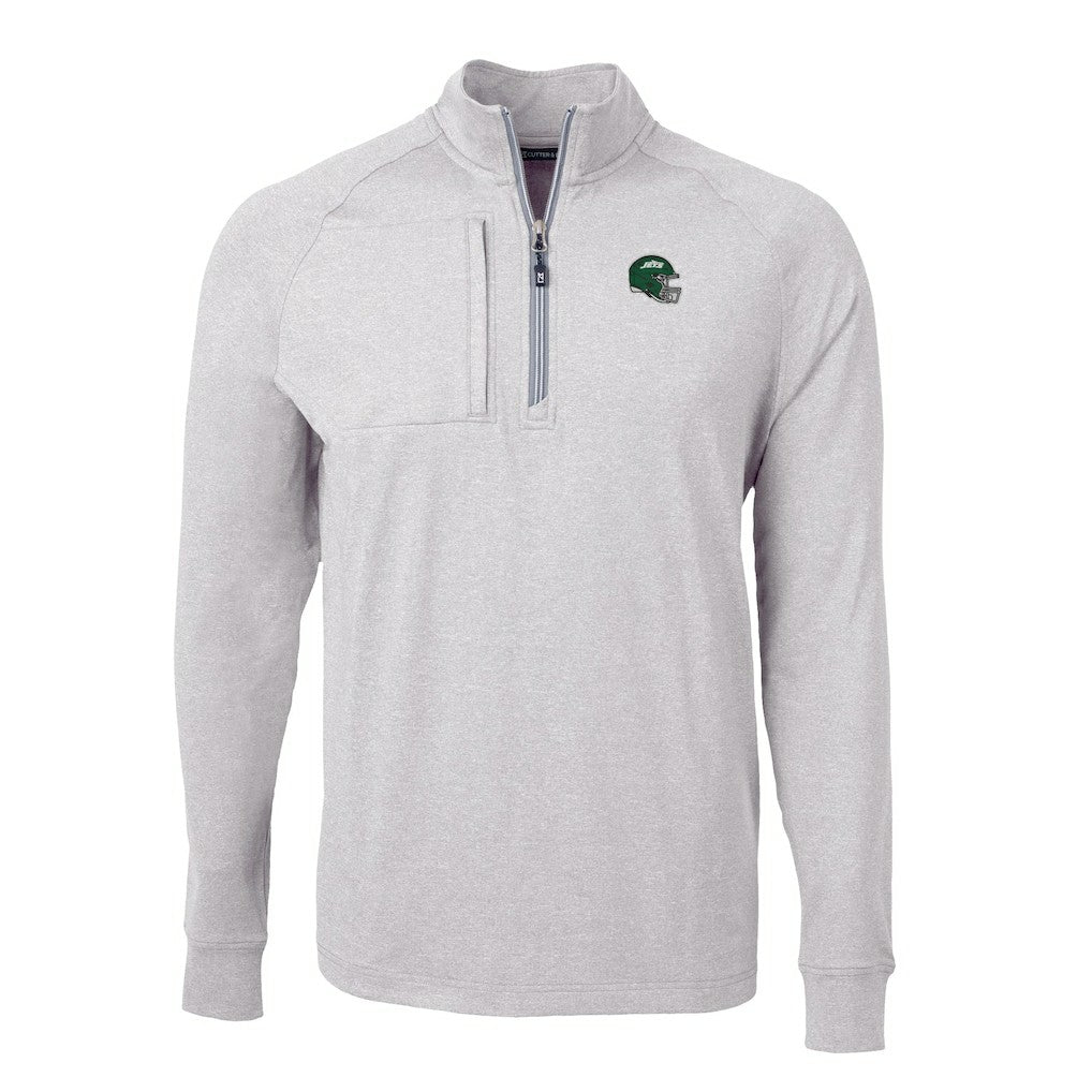 Cutter & Buck Helmet Adapt Eco Knit Quarter-Zip Top - New York Jets Tops