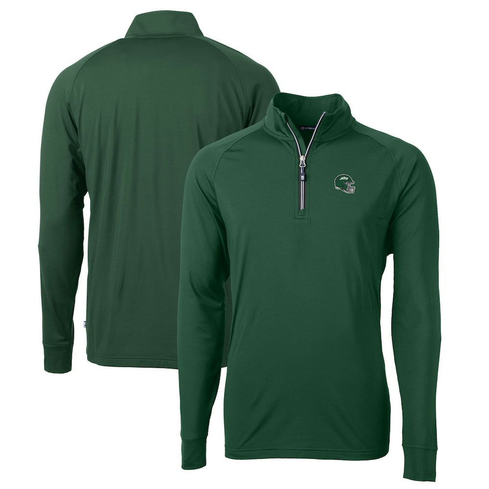 Cutter & Buck Helmet Adapt Eco Knit Stretch Recycled Quarter-Zip Top - New York Jets Tops