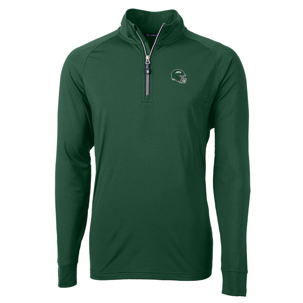Cutter & Buck Helmet Adapt Eco Knit Stretch Recycled Quarter-Zip Top - New York Jets Tops
