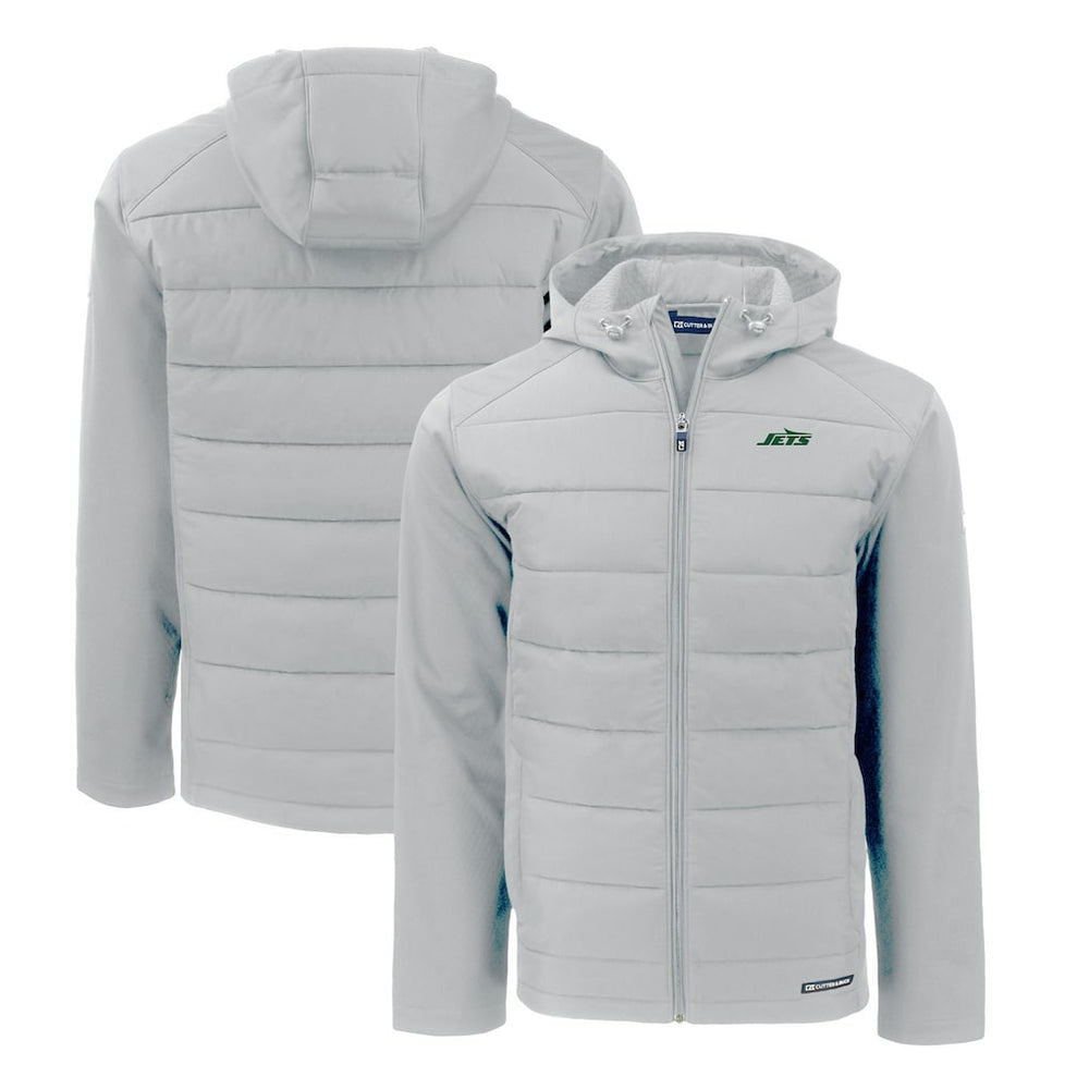 Cutter & Buck Primary Logo Evoke Hybrid Eco Softshell Recycled Full-Zip Hooded Jacket - New York Jets Jackets