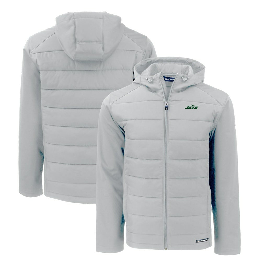 Cutter & Buck Primary Logo Evoke Hybrid Eco Softshell Recycled Full-Zip Hooded Jacket - New York Jets Jackets