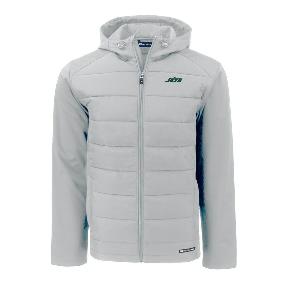 Cutter & Buck Primary Logo Evoke Hybrid Eco Softshell Recycled Full-Zip Hooded Jacket - New York Jets Jackets