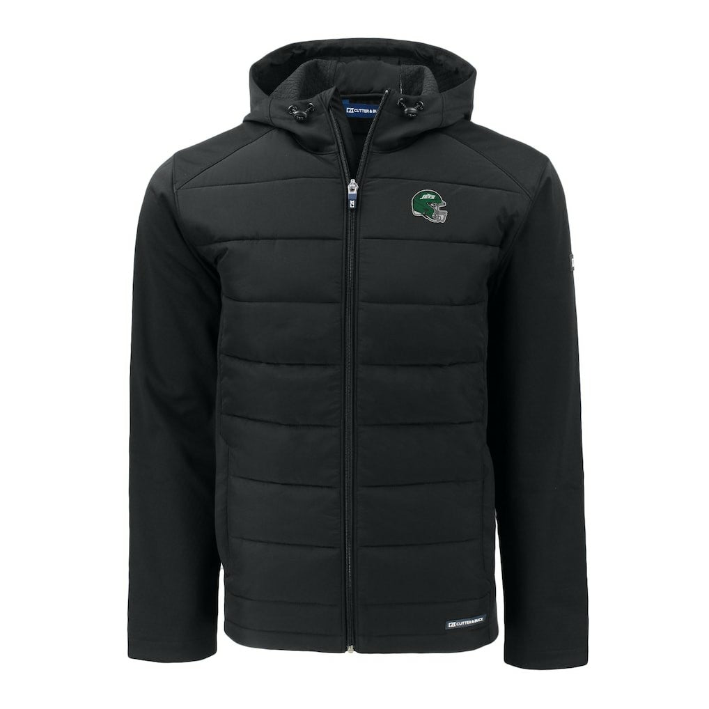 Cutter & Buck Big & Tall Helmet Evoke Hybrid Eco Softshell Recycled Full-Zip Hoodie Jacket - New York Jets Hoodies