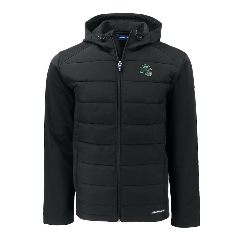 Cutter & Buck Big & Tall Helmet Evoke Hybrid Eco Softshell Recycled Full-Zip Hoodie Jacket - New York Jets Hoodies
