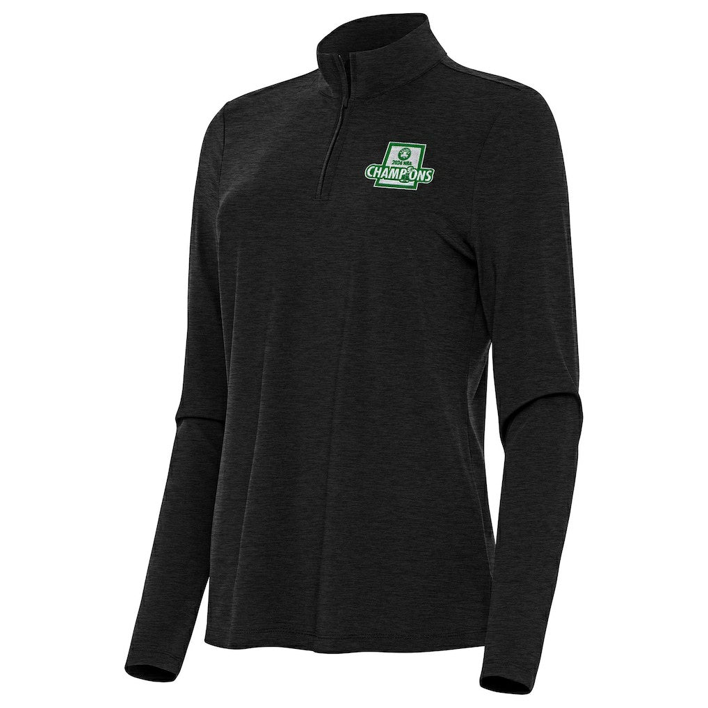 Boston Celtics Antigua Women's 2024 NBA Finals Champions Bright Quarter-Zip Pullover Top