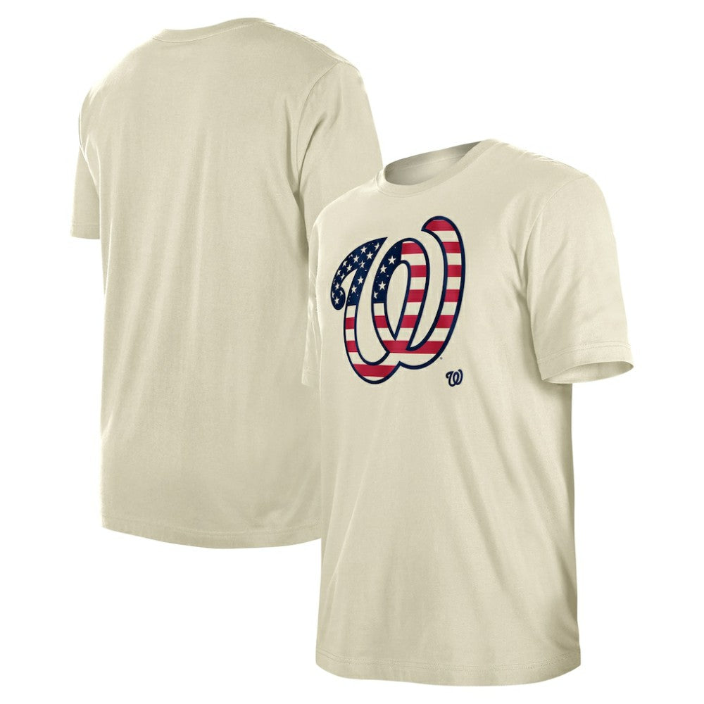 Cream Washington Nationals New Era Americana Flag Fill T-Shirt