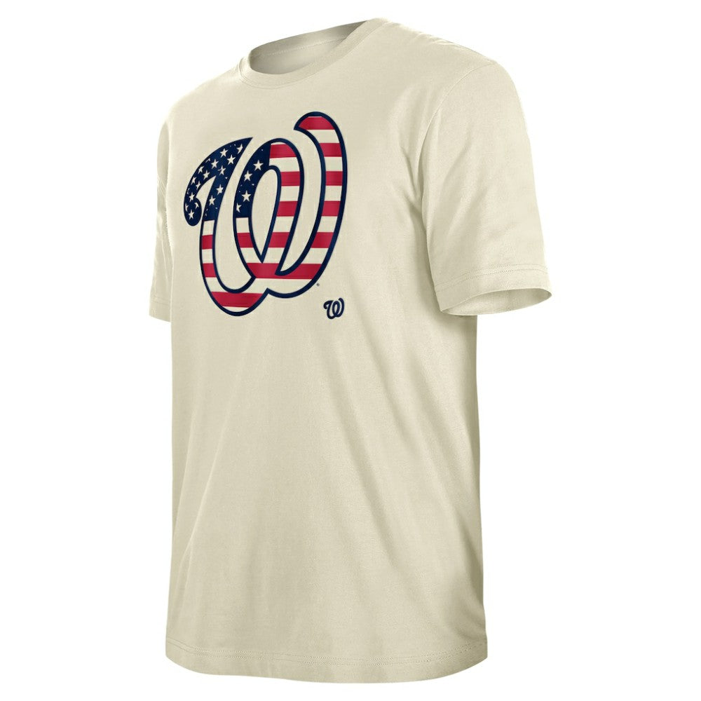 Cream Washington Nationals New Era Americana Flag Fill T-Shirt