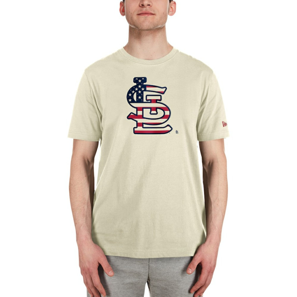 Cream St. Louis Cardinals New Era Americana Flag Fill T-Shirt