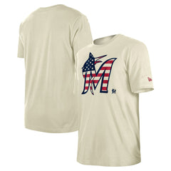 Cream Miami Marlins New Era Americana Flag Fill T-Shirt