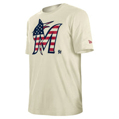 Cream Miami Marlins New Era Americana Flag Fill T-Shirt