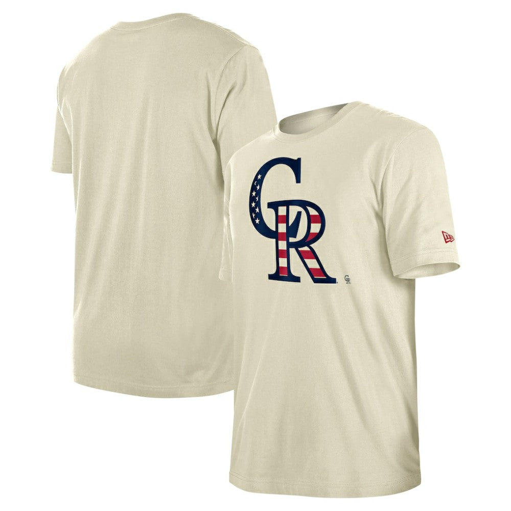 Cream Colorado Rockies New Era Americana Flag Fill T-Shirt