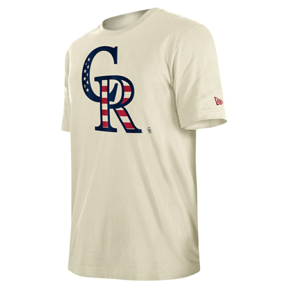Cream Colorado Rockies New Era Americana Flag Fill T-Shirt