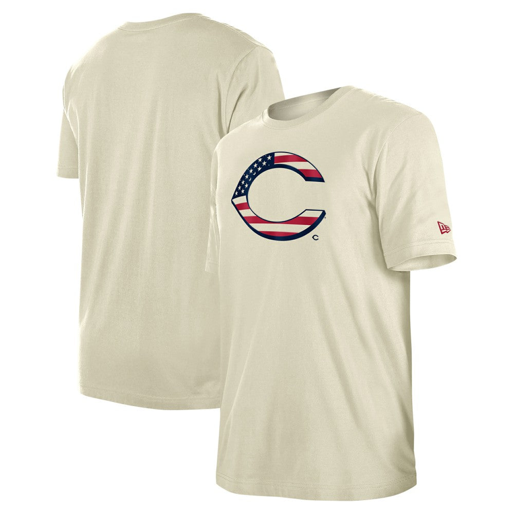 Cream Cincinnati Reds New Era Americana Flag Fill T-Shirt