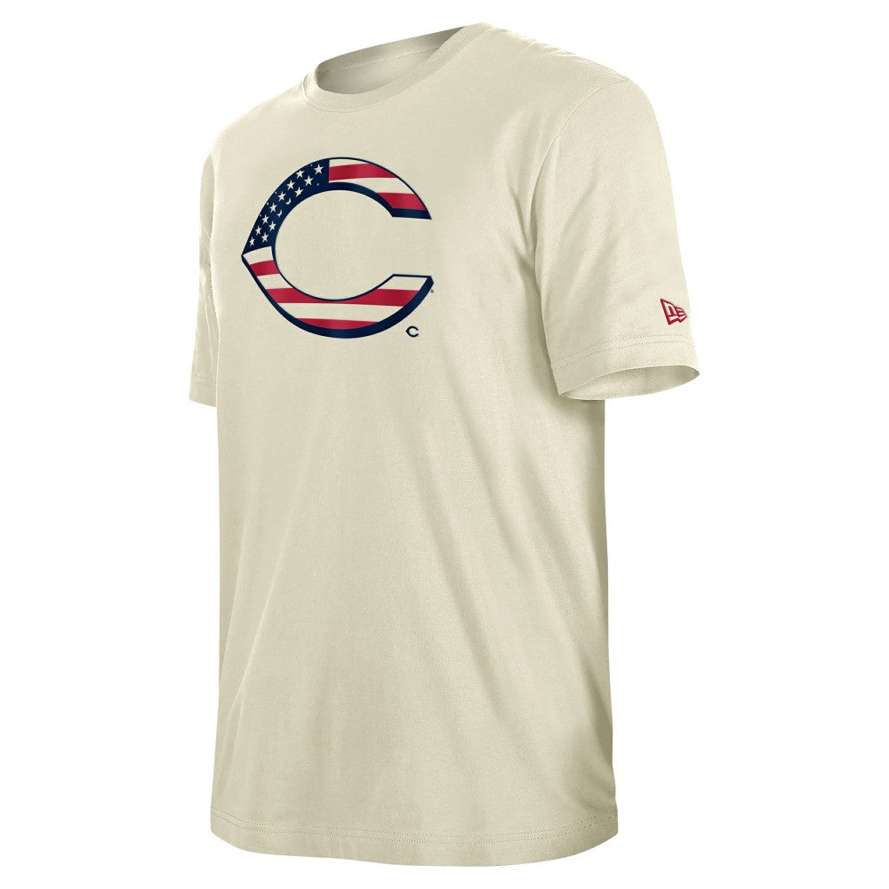 Cream Cincinnati Reds New Era Americana Flag Fill T-Shirt
