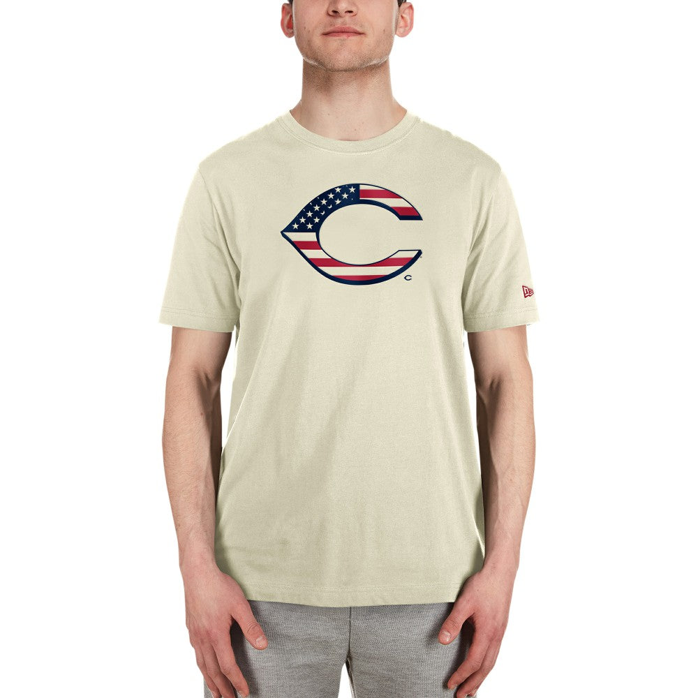 Cream Cincinnati Reds New Era Americana Flag Fill T-Shirt