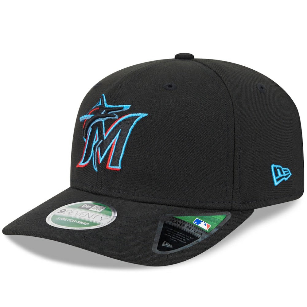 Black Miami Marlins New Era Player Replica 9SEVENTY Adjustable Hat