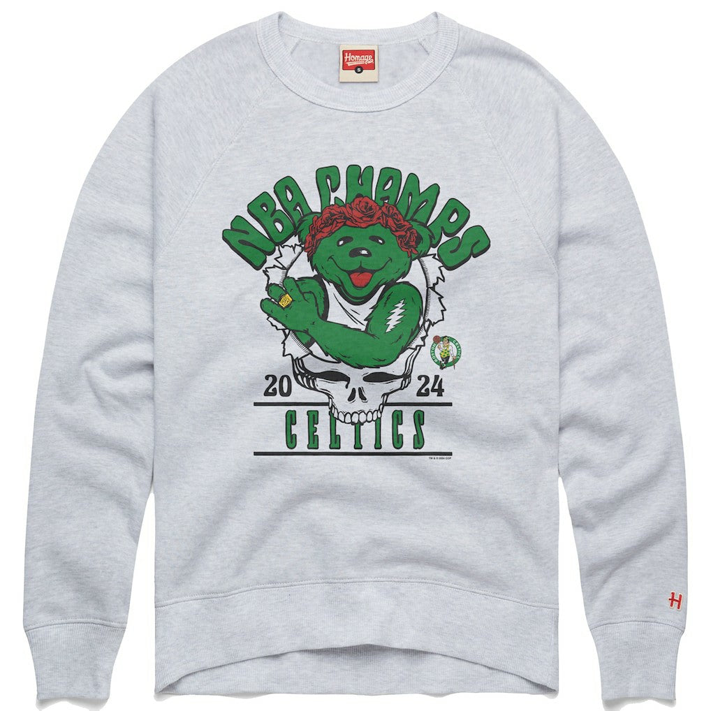 Boston Celtics Homage Unisex 2024 NBA Finals Champions Grateful Dead Tri-Blend Pullover Sweatshirt