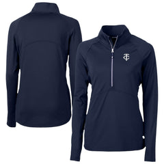 Navy Minnesota Twins Cutter & Buck Women's Adapt Eco Knit Stretch Recycled Half-Zip DryTec Top