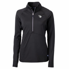 Black Cleveland Guardians Cutter & Buck Women's Adapt Eco Knit Stretch Recycled Half-Zip DryTec Top