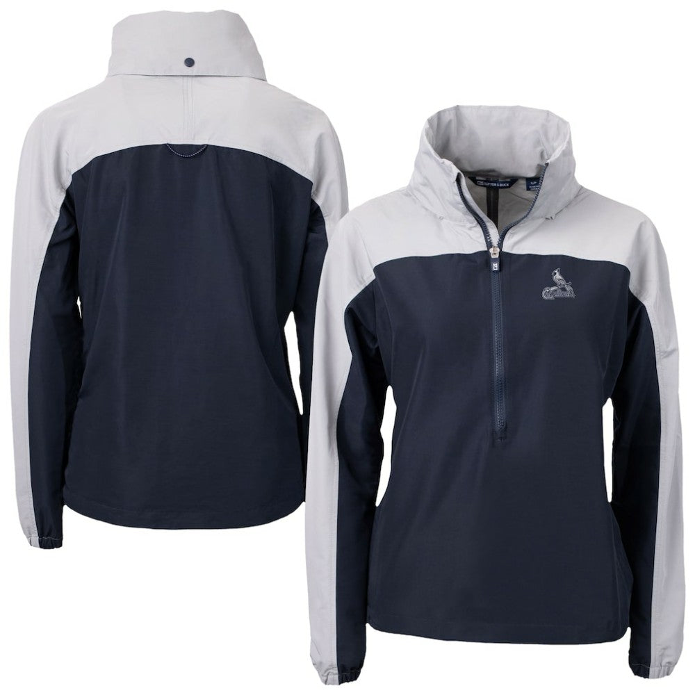 Navy/Gray St. Louis Cardinals Cutter & Buck Women's Charter Eco Recycled Half-Zip Anorak Jacket