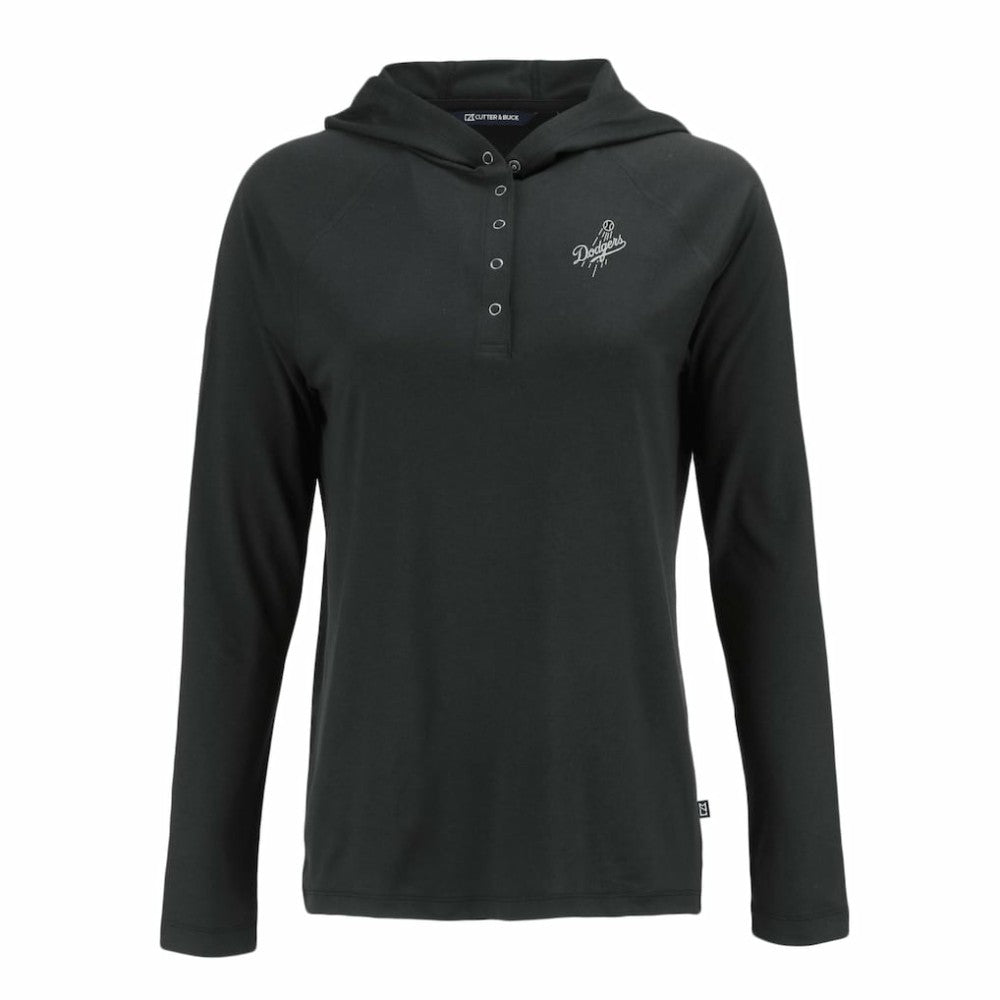 Black Los Angeles Dodgers Cutter & Buck Women's Coastline Epic Comfort Eco Recycled Raglan Long Sleeve Hoodie T-Shirt