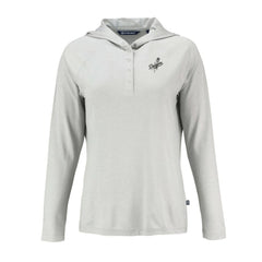 Gray Los Angeles Dodgers Cutter & Buck Women's Coastline Epic Comfort Eco Recycled Raglan Long Sleeve Hoodie T-Shirt