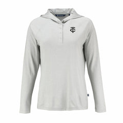 Gray Minnesota Twins Cutter & Buck Women's Coastline Epic Comfort Eco Recycled Raglan Long Sleeve Hoodie T-Shirt