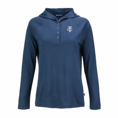 Navy Minnesota Twins Cutter & Buck Women's Coastline Epic Comfort Eco Recycled Raglan Long Sleeve Hoodie T-Shirt