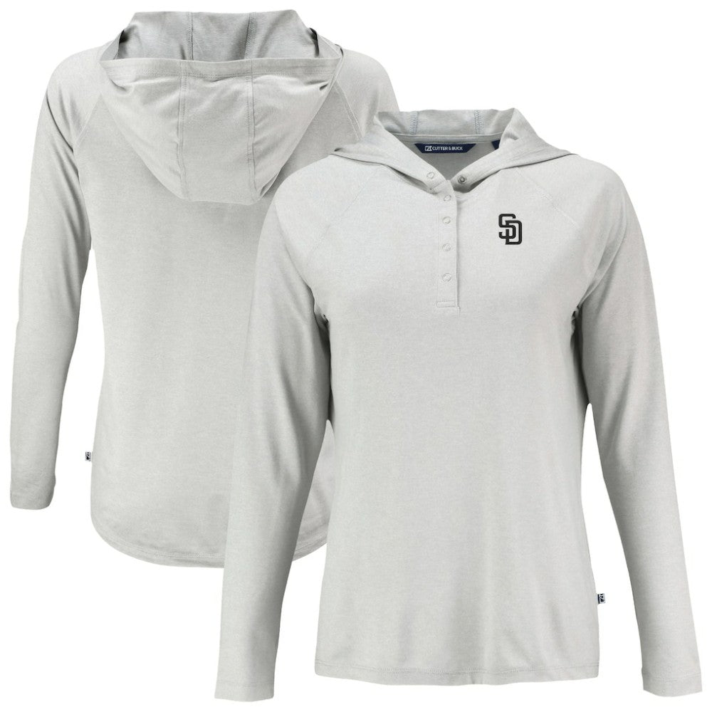 Gray San Diego Padres Cutter & Buck Women's Coastline Epic Comfort Eco Recycled Raglan Long Sleeve Hoodie T-Shirt