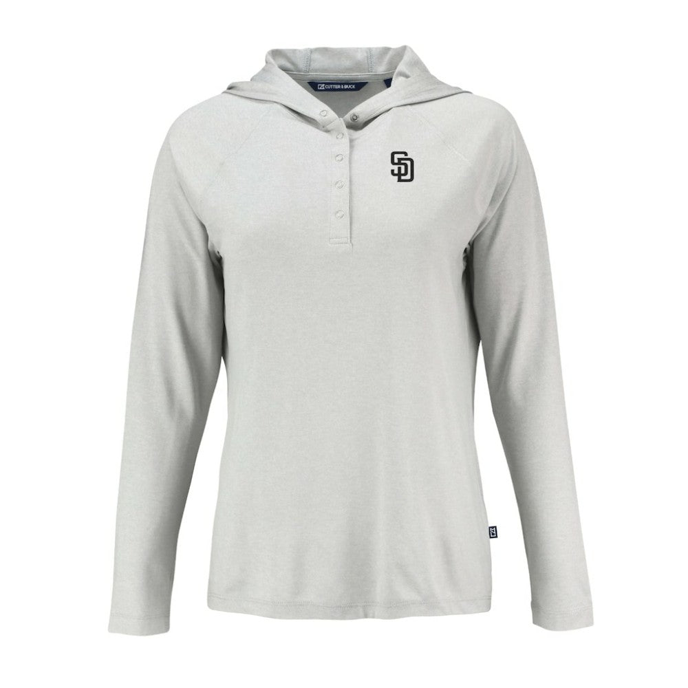 Gray San Diego Padres Cutter & Buck Women's Coastline Epic Comfort Eco Recycled Raglan Long Sleeve Hoodie T-Shirt