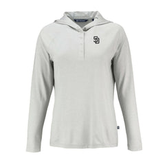 Gray San Diego Padres Cutter & Buck Women's Coastline Epic Comfort Eco Recycled Raglan Long Sleeve Hoodie T-Shirt