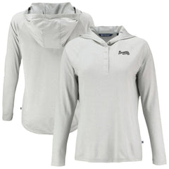 Gray Atlanta Braves Cutter & Buck Women's Coastline Epic Comfort Eco Recycled Raglan Long Sleeve Hoodie T-Shirt