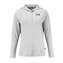 Gray Atlanta Braves Cutter & Buck Women's Coastline Epic Comfort Eco Recycled Raglan Long Sleeve Hoodie T-Shirt
