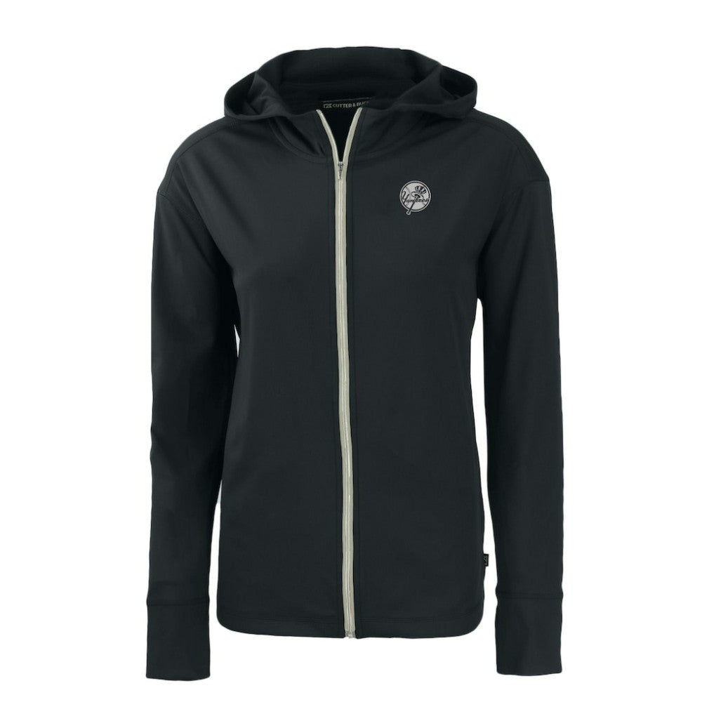 Black New York Yankees Cutter & Buck Women's Daybreak Eco Recycled Full-Zip Hoodie