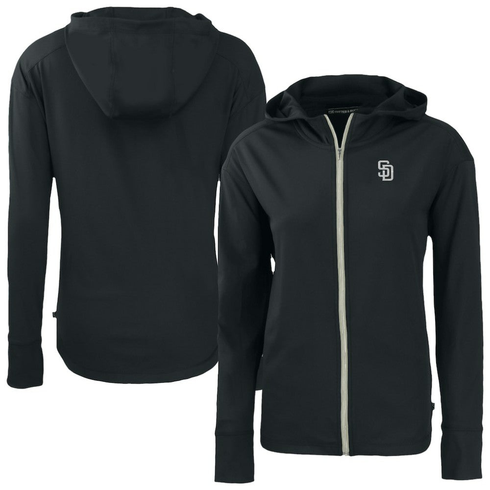 Black San Diego Padres Cutter & Buck Women's Daybreak Eco Recycled Full-Zip Hoodie