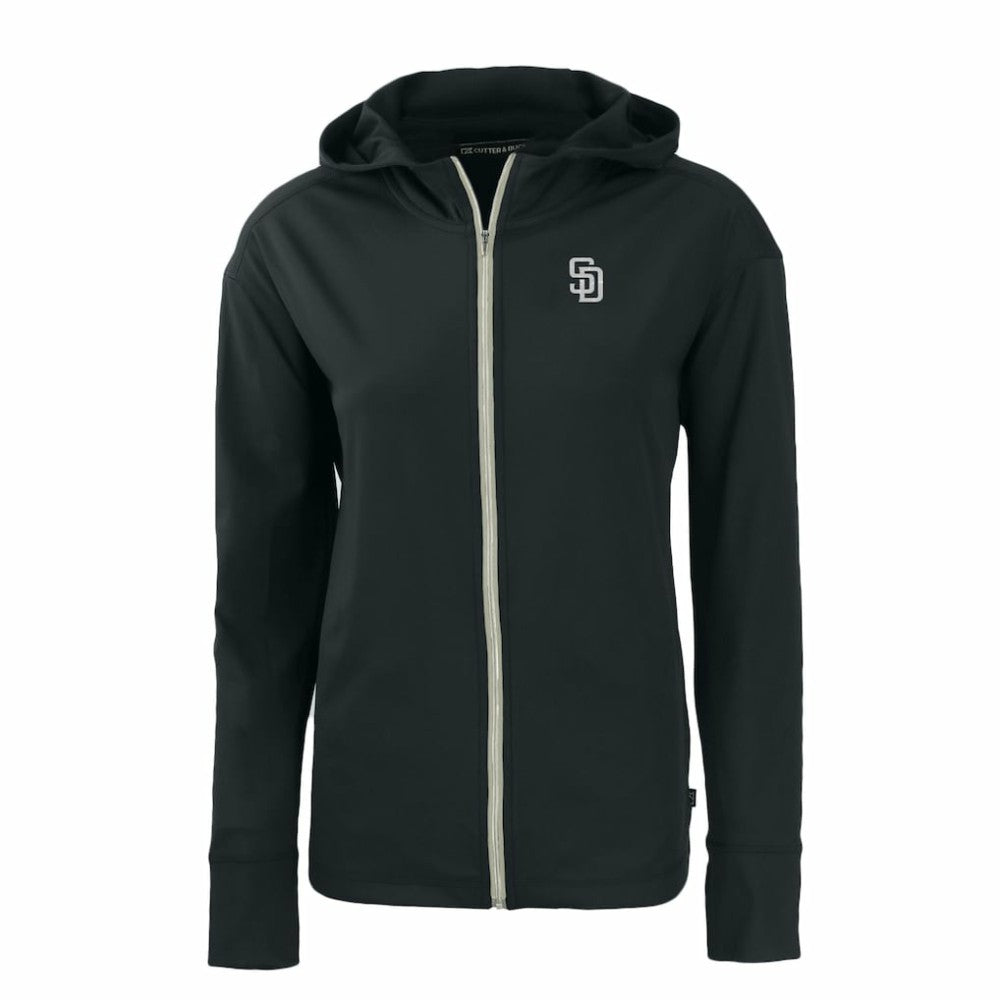 Black San Diego Padres Cutter & Buck Women's Daybreak Eco Recycled Full-Zip Hoodie