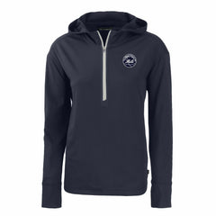 Navy New York Mets Cutter & Buck Women's Daybreak Eco Recycled Half-Zip Hoodie
