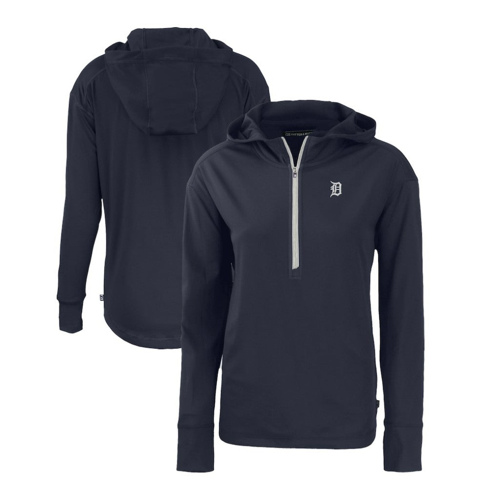Navy Detroit Tigers Cutter & Buck Women's Daybreak Eco Recycled Half-Zip Hoodie