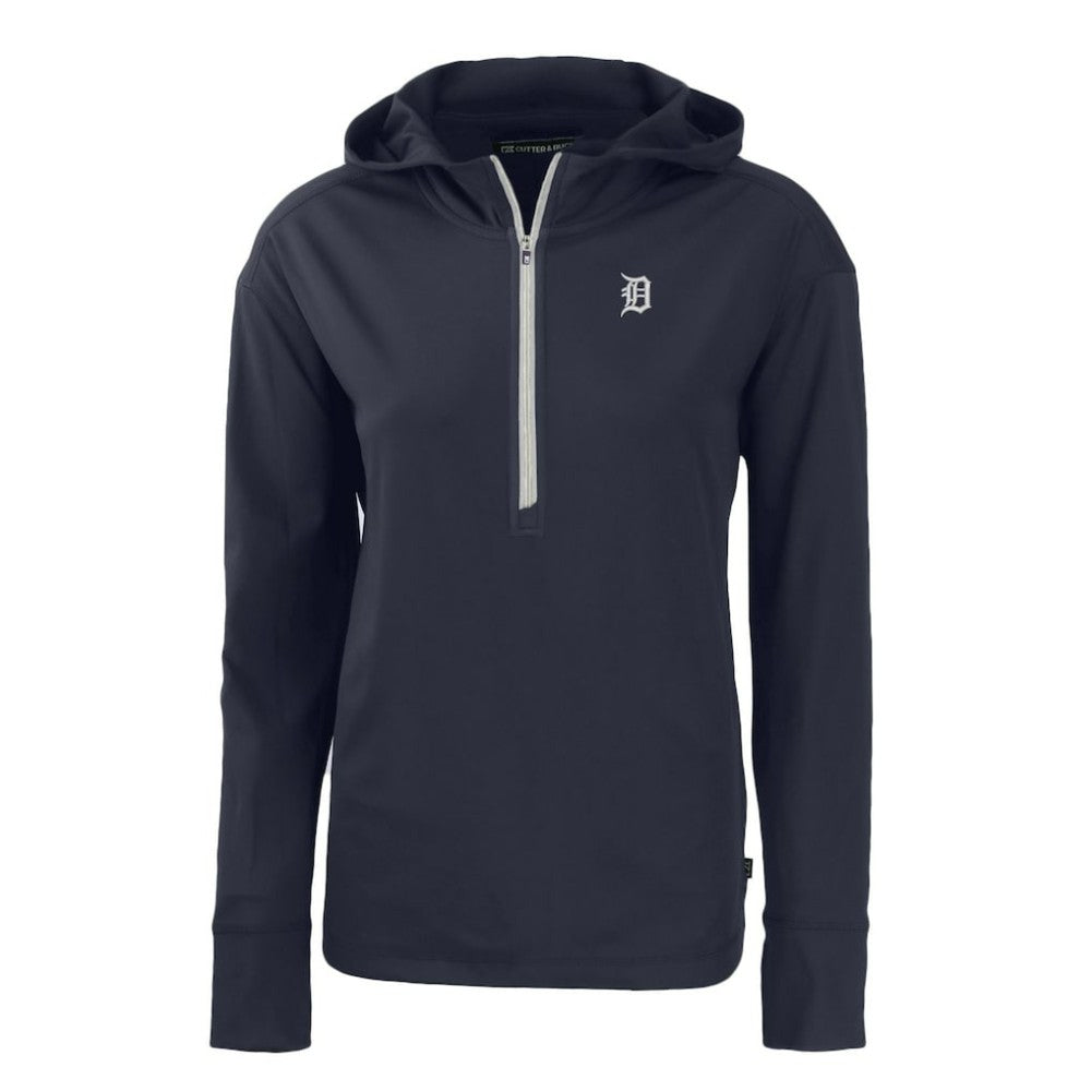 Navy Detroit Tigers Cutter & Buck Women's Daybreak Eco Recycled Half-Zip Hoodie