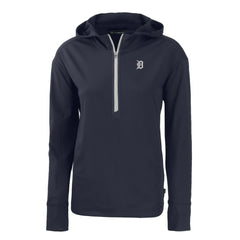 Navy Detroit Tigers Cutter & Buck Women's Daybreak Eco Recycled Half-Zip Hoodie